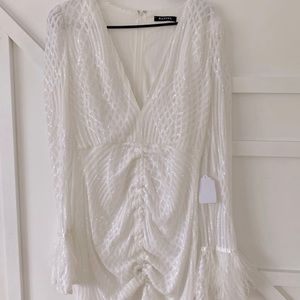 White long sleeve sequin dress